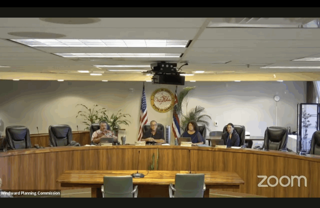 A May 2025 Windward Commission meeting was unable to meet quorum at the last minute. (Screenshot/Hawai‘i County/2025)